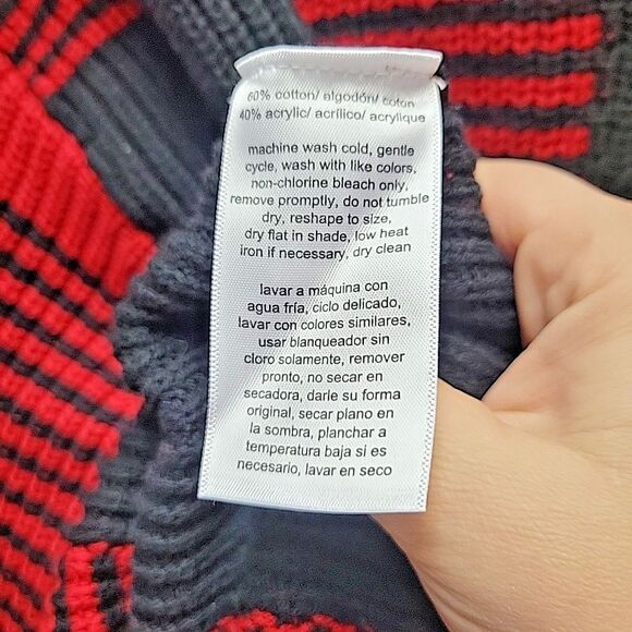 Nautica Jeans Women's Lakeside Cabin Sweater XL Buffalo Check Red & Black - NEW - Picture 7 of 10